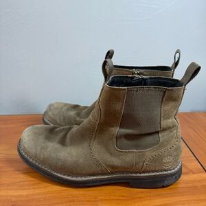 Timberland Men's Slip On Chelsea Boots Brown Leather Casual Comfort Easy On Mid